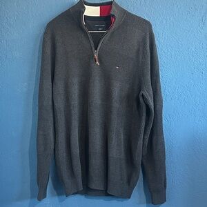 Tommy Hilfiger Dark Gray Quarter Zip-Up Sweater